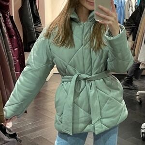 Walter Baker Mint Green Leather Puffer Jacket